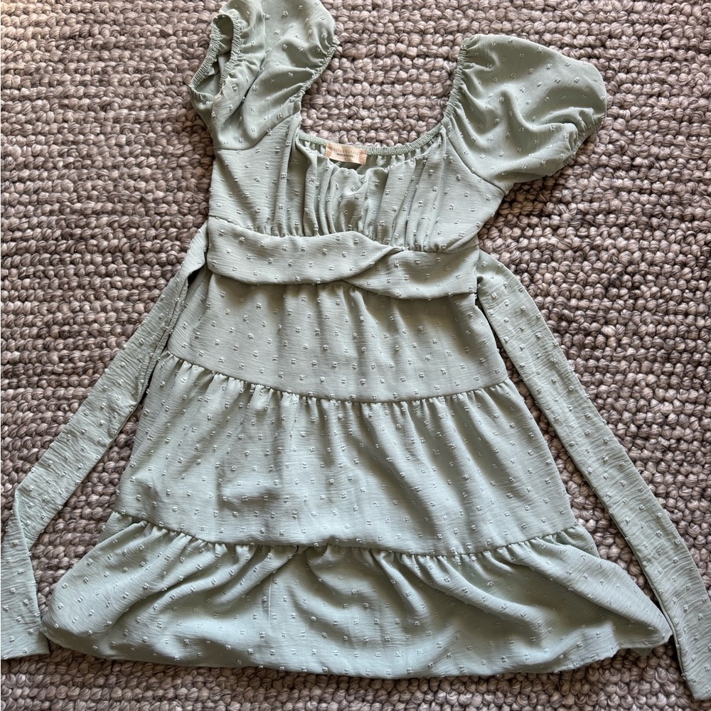 Alter’d State Light Green Puff Sleeve Dress